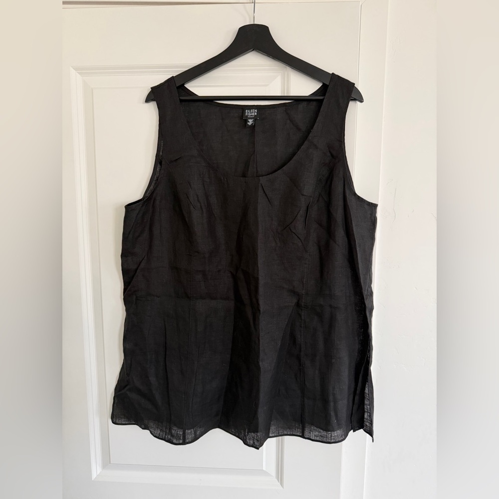 Eileen fisher 1x black linen top spring summer Eileen fisher plus size